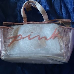 Pink clear shower or bath bag